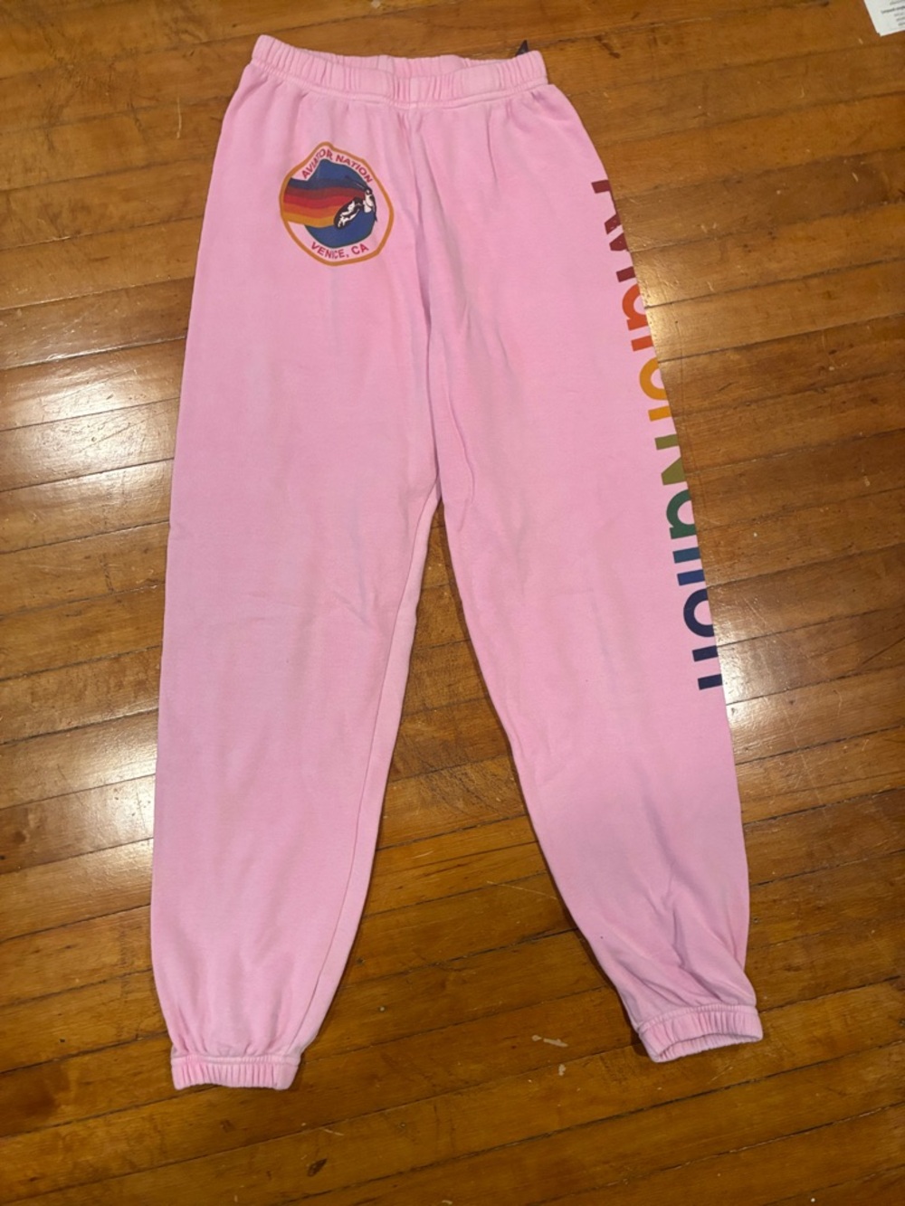Aviator Nation Pink Rainbow Logo Jogger Sweatpants